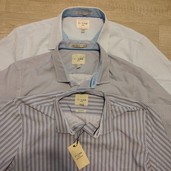 C Label Other - C lab 4 Way Stretch Button‎ Shirt Long Sleeve XL Lot Bundle 3 Performance